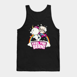 Bernie Sanders Feel The Burn Unicorn Rainbow Cartoon Tank Top